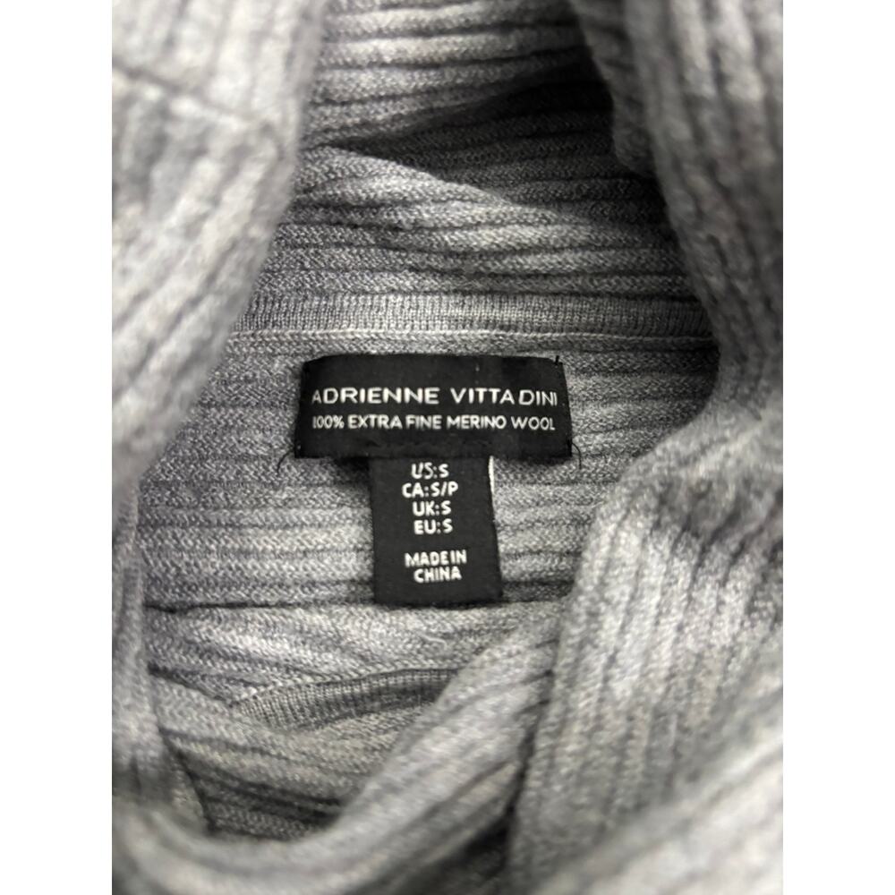 Adrienne Vittadini 100% Extra Fine Merino Wool Cowl Neck Ribbed Sweater Gray S - Picture 2 of 5